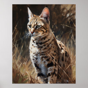 Cute Savannah Cat Art Print Poster