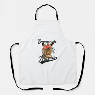 Cute Savannah Mama Flower Graphic Kitten Cat Lover Apron