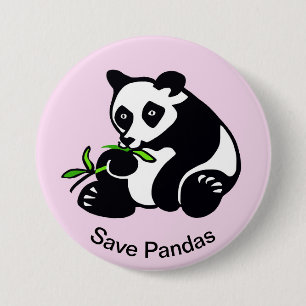 Cute Save PANDAS- Endangered animal graphic - pink 7.5 Cm Round Badge