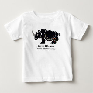 Cute Save RHINOS - Endangered animal graphic Baby T-Shirt