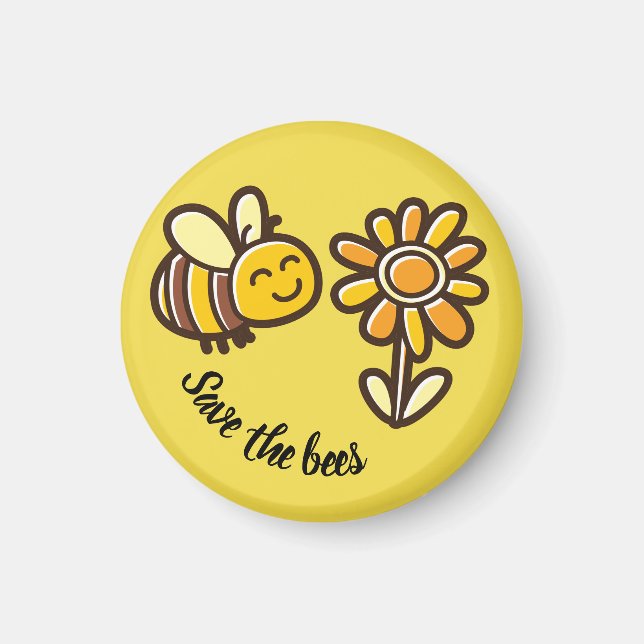 Cute save the bees magnet gift (Front)