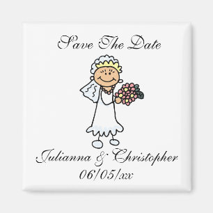 Cute Save The Date Magnets Bride Bridal Bouquet