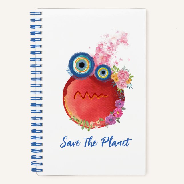 Cute Save The Planet Collection Spiral Notebook (Front)