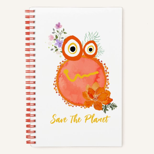Cute Save The Planet Collection Spiral Notebook (Front)