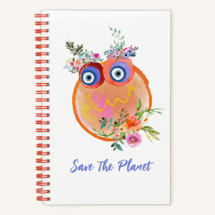 Cute Save The Planet Collection Spiral Notebook
