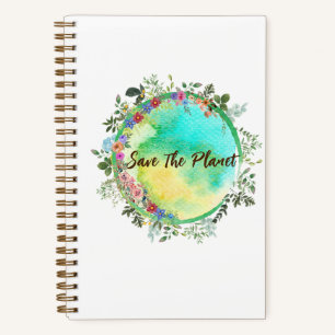 Cute Save The Planet Collection Spiral Notebook