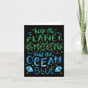 Cute Save The Planet Ecology Eco Blue Ocean Green Card