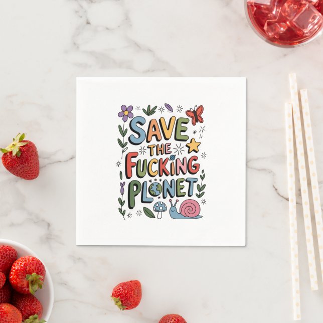 Cute Save the Planet Environmental Ecowarrier  Napkin (Insitu)