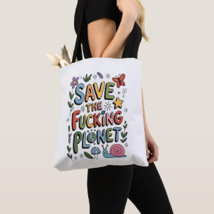 Cute Save the Planet Environmental Ecowarrier  Tote Bag