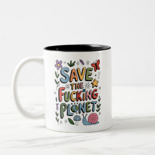 Cute Save the Planet Environmental Ecowarrier Two-Tone Coffee Mug