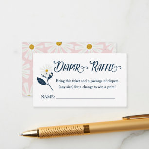 Cute Scandi Daisy Diaper Raffle Ticket Enclosure C Card