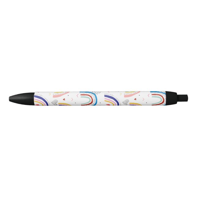 Cute Scandi Rainbow Black Ink Pen (Front)