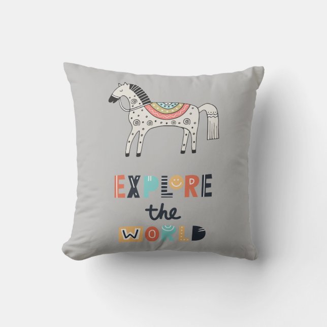 Cute Scandia Horse Explore World Cushion (Front)