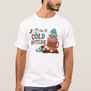 Cute Scandinavian Christmas Gnome & Hot Cocoa T-Shirt