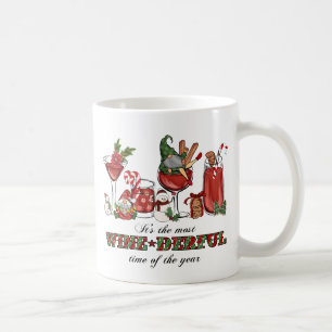 Cute Scandinavian Christmas Gnomes with Wine Glass Coffee Mug