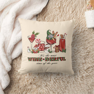 Cute Scandinavian Christmas Gnomes with Wine Glass Cushion