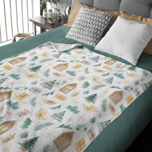 Cute Scandinavian Christmas Pattern Fleece Blanket
