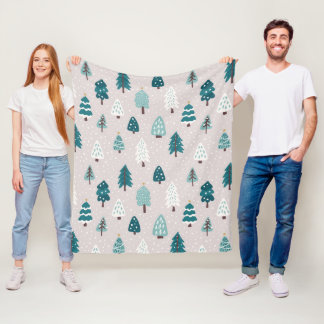Cute Scandinavian Christmas Tree Mug Fleece Blanket
