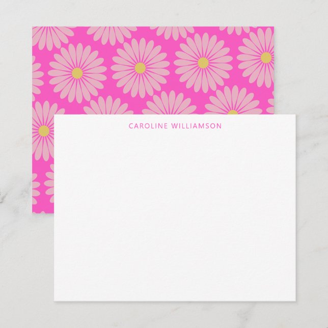 Cute Scandinavian Flower Pink Personalised Name Card (Front/Back)