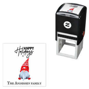 Cute Scandinavian gnome Happy Holidays Self-inking Stamp