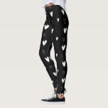 Cute Scandinavian Heart Pattern Black and White Leggings<br><div class="desc">Black White Cute Heart Scandinavian Leggings</div>
