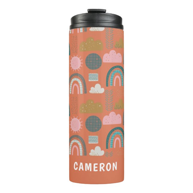 Cute Scandinavian Rainbows Personalised Thermal Tumbler (Front)