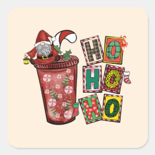 Cute Scandinavian Santa Claus Gnome -Christmas Cup Square Sticker