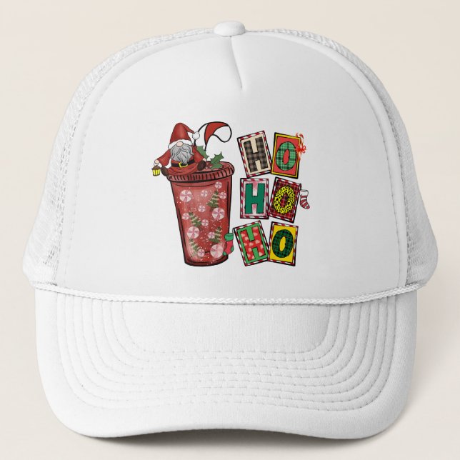 Cute Scandinavian Santa Claus Gnome -Christmas Cup Trucker Hat (Front)