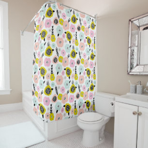 Cute Scandinavian Spring Daisy Flowers Girl's Shower Curtain
