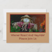 CUTE SCARECROW, ARMS OUTSTRETCHED/PLEASE JOIN US