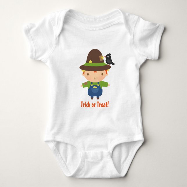 Cute Scarecrow Boy Kids Halloween Baby Bodysuit (Front)