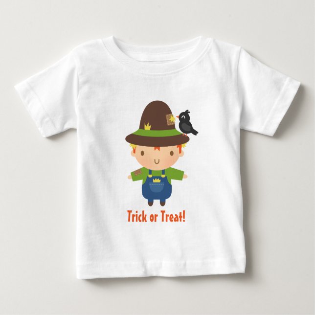 Cute Scarecrow Boy Kids Halloween Baby T-Shirt (Front)