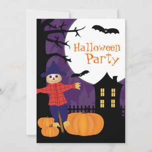 Cute Scarecrow Halloween Party Invitation