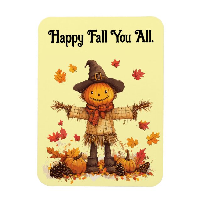 Cute Scarecrow Happy Fall Magnet (Vertical)