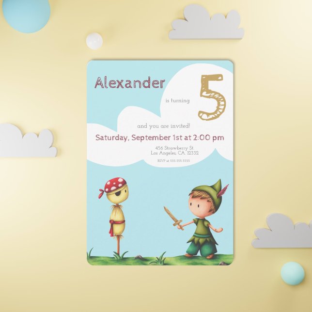 Cute Scarecrow Pirate Adventure Kids Birthday Invitation (Creator Uploaded)