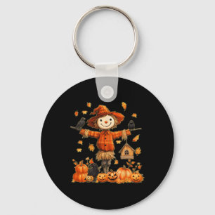 Cute Scarecrow Pumpkin Thanksgiving Halloween Hell Key Ring