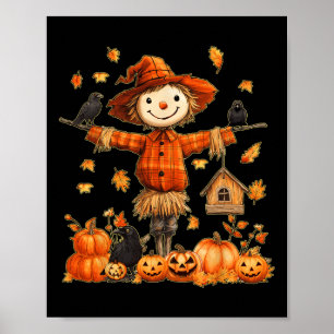 Cute Scarecrow Pumpkin Thanksgiving Halloween Hell Poster