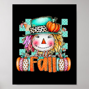 Cute Scarecrow Pumpkin Thanksgiving Halloween Hell Poster