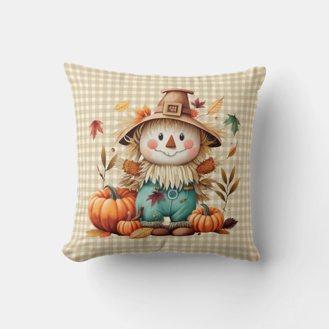 Cute Scarecrow Throw Pillow (Front)