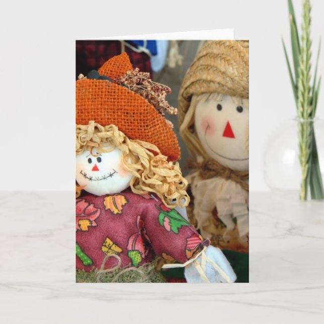 Cute Scarecrows Holiday Card (Front)
