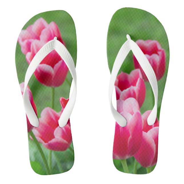 Cute scarlet tulips in the garden thongs (Footbed)