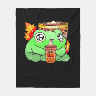 Cute Scary Frog Pumpkin Spice Latte Season Fleece Blanket