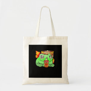 Cute Scary Frog Pumpkin Spice Latte Season Tote Bag