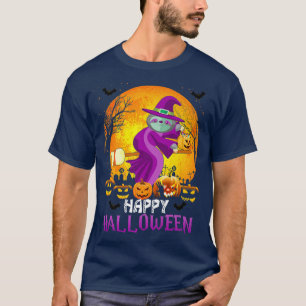 Cute Scary Halloween Sloth Costume Witch Hat & Moo T-Shirt