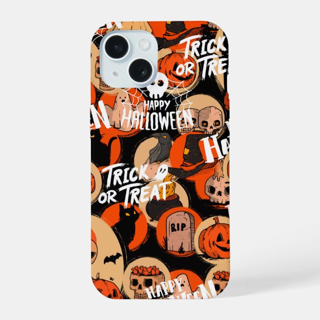  Cute & Scary Halloween Spooky vibes  iPhone 15 Case (Back)