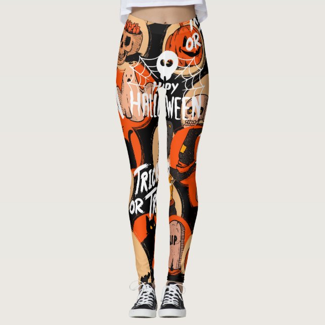  Cute & Scary Halloween Spooky vibes  Leggings (Front)