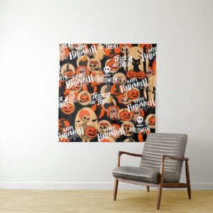 Cute & Scary Halloween Spooky vibes Tapestry