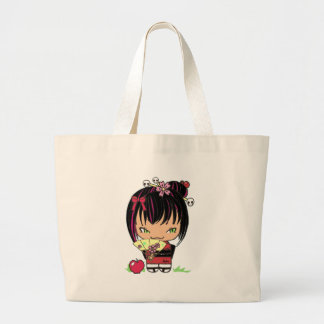 Cute Scary Miao - gothic kokeshi doll Large Tote Bag