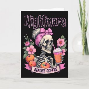 Cute Scary Night Before Coffee Halloween Flower Sk Card