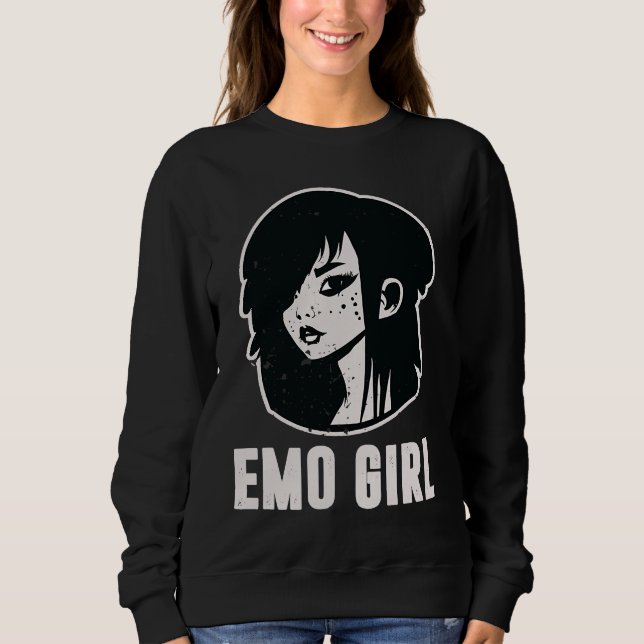 Cute Scene Girl 90's 2000's Goth Punk Emo Girl Sweatshirt (Front)
